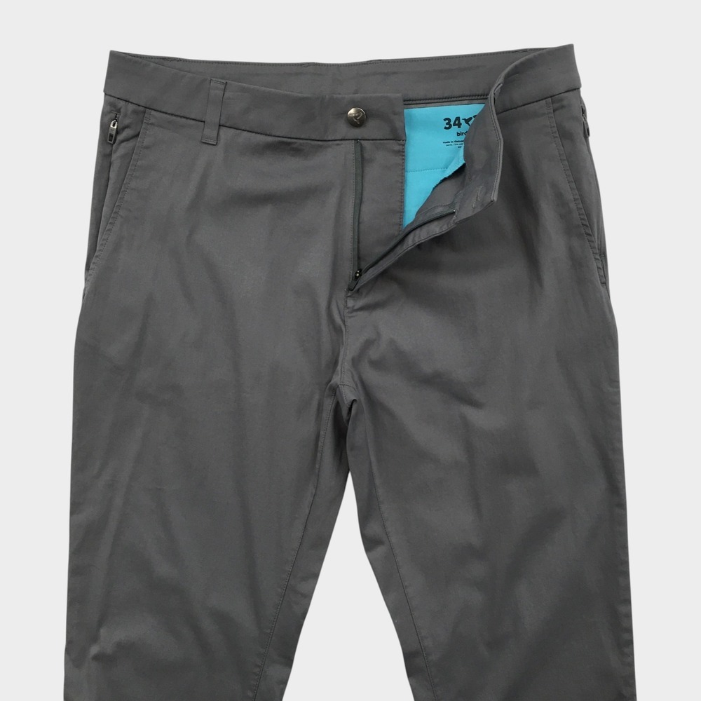Birddogs Mens Gray Khaki Golf Pants Flat Front Straight Leg 34x30‎ Unlined